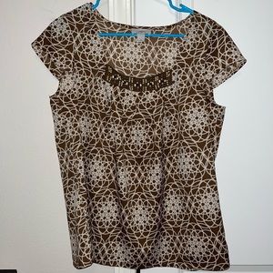 Cute brown beaded work shirt